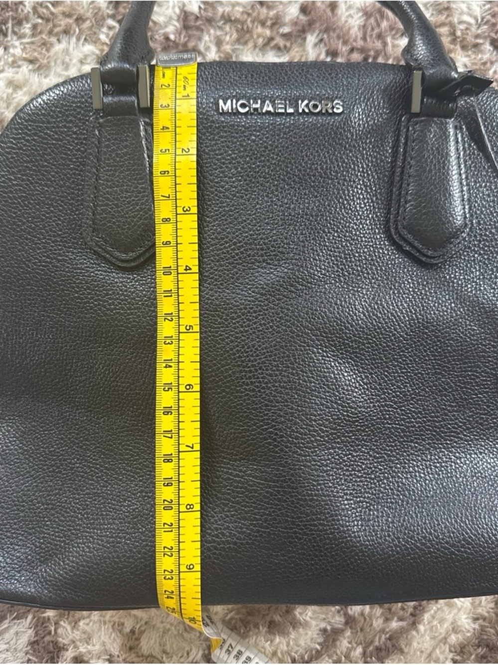 Michael Kors Black Pebbled Leather Dome Satchel